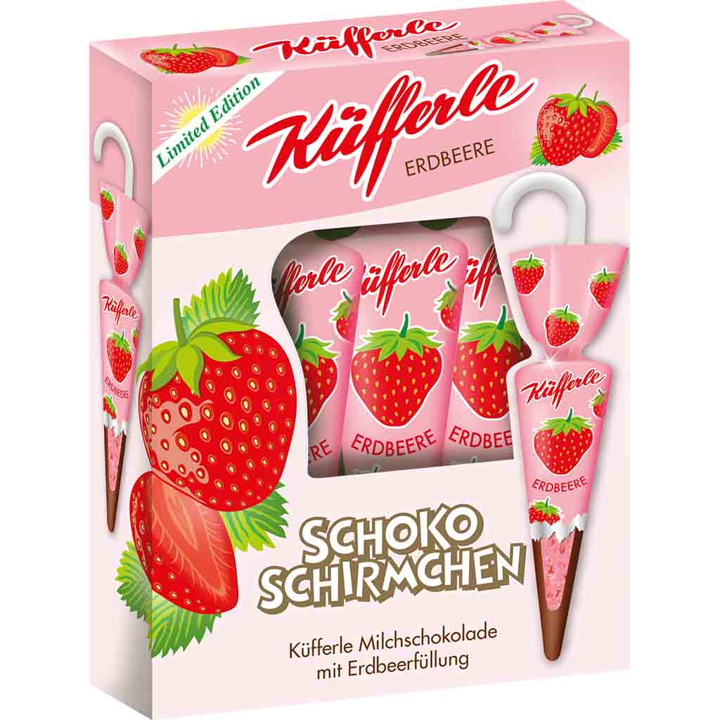 Küfferle Schokoschirmchen Erdbeere 4er 54g MHD:20.2.24