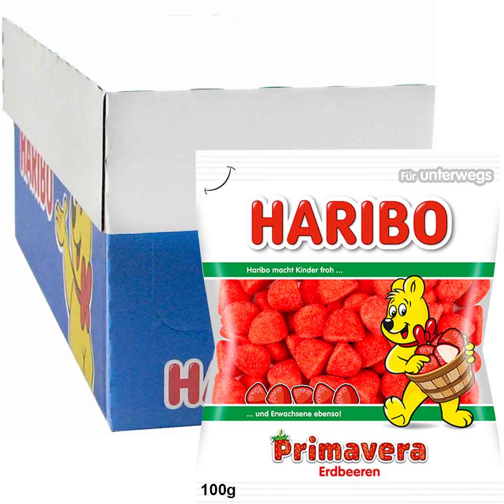 16x Haribo Primavera Erdbeeren á 100g=1,6kg MHD:30.4.25