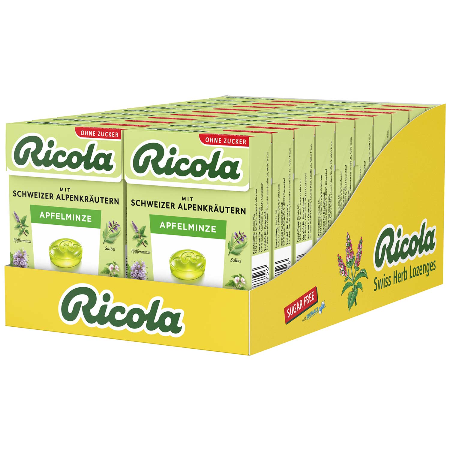 Ricola Apfelminze Bonbon Zuckerfrei, 20 x 50g MHD:31.3.26
