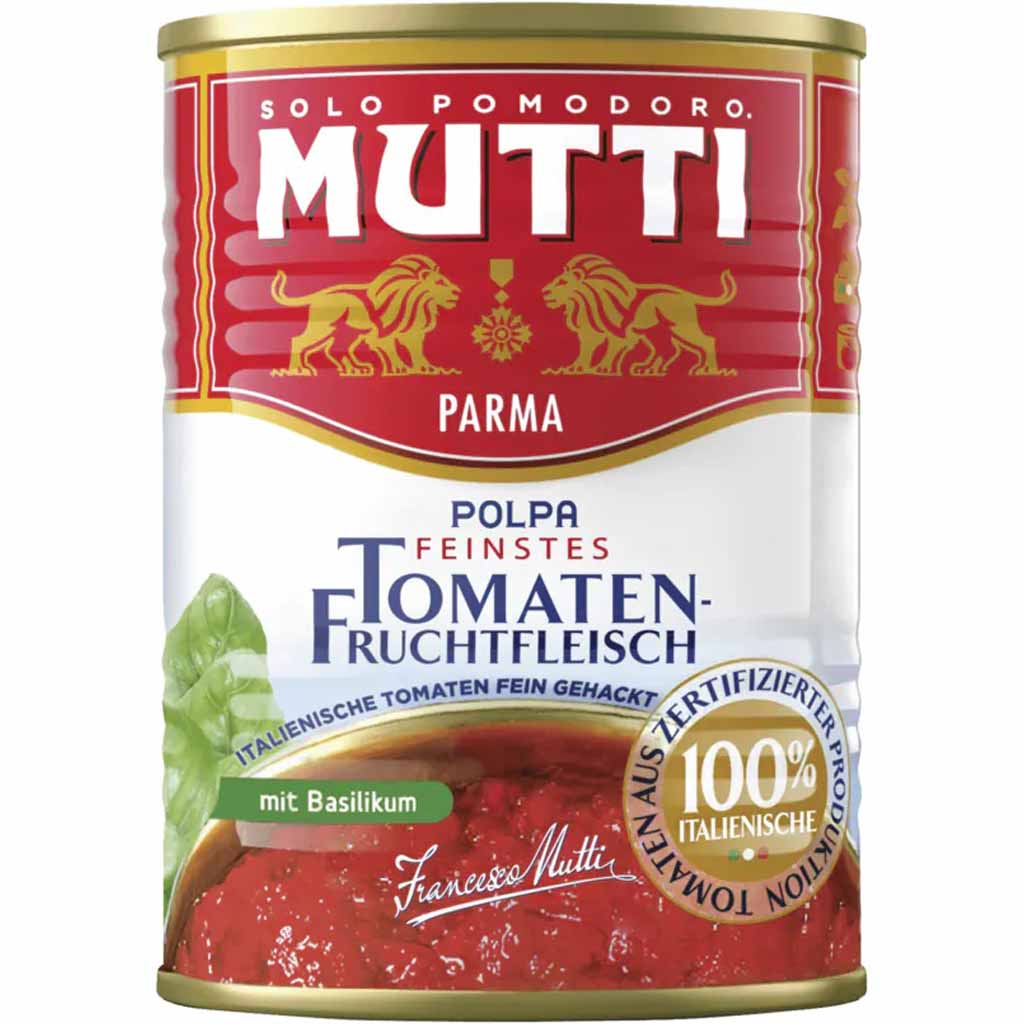 MUTTI Parma Feinstes Tomatenfruchtfleisch gehackt mit Basilikum 400g MHD:1.12.26