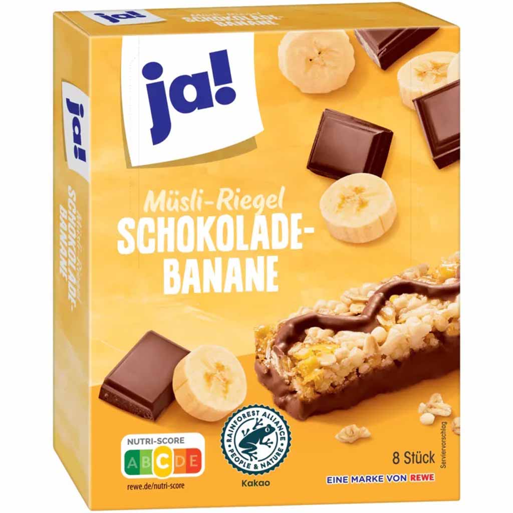 ja! Müsliriegel Schokolade-Banane 8er 200g MHD:30.4.25