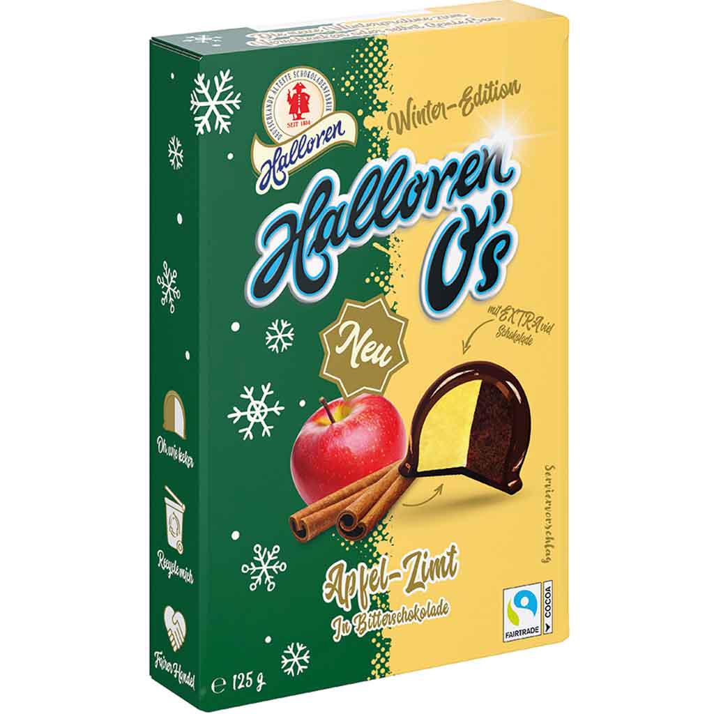 Original Halloren Kugeln O's Apfel-Zimt Winter-Edition 125g MHD:7.6.23