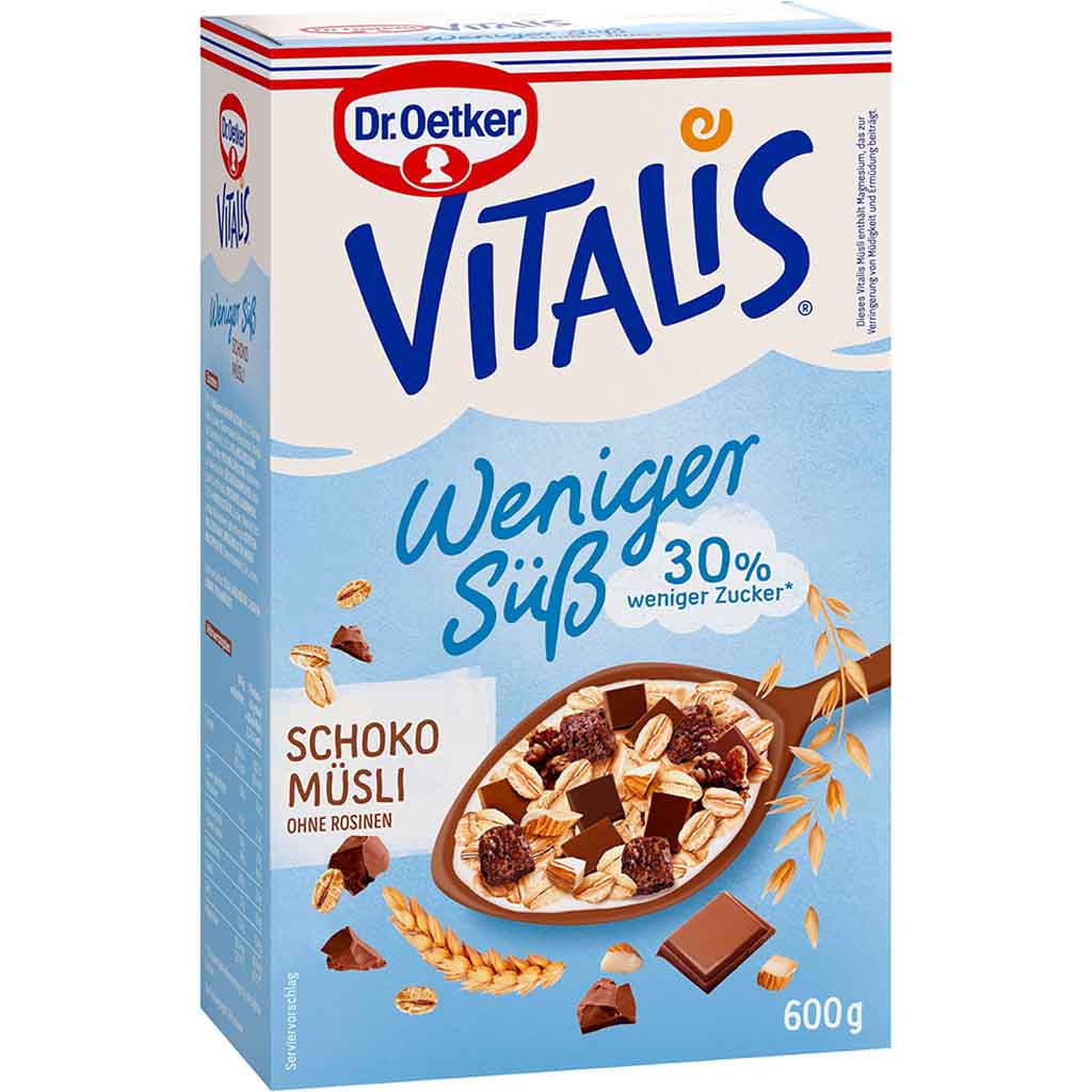 Dr.Oetker VITALIS weniger süß Schoko Müsli 600g MHD:30.12.24