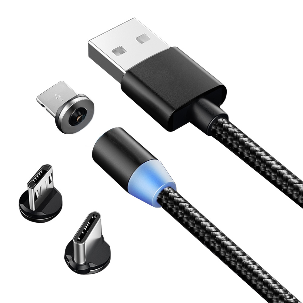 3W1 MICRO TYP-C USB-ZU-IPHONE-MAGNETKABEL 1 m