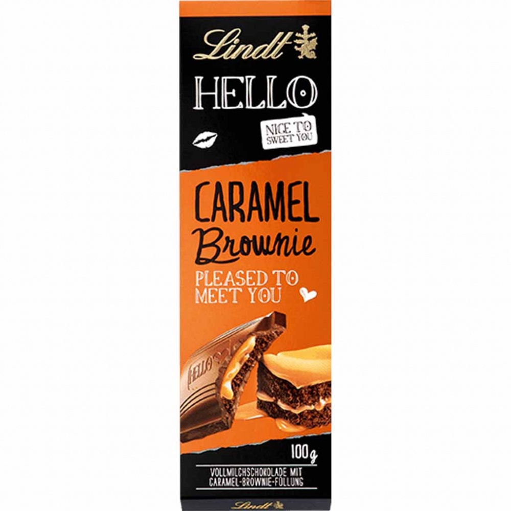 Lindt Hello Caramel Brownie Tafelschokolade 100g MHD:30.6.25