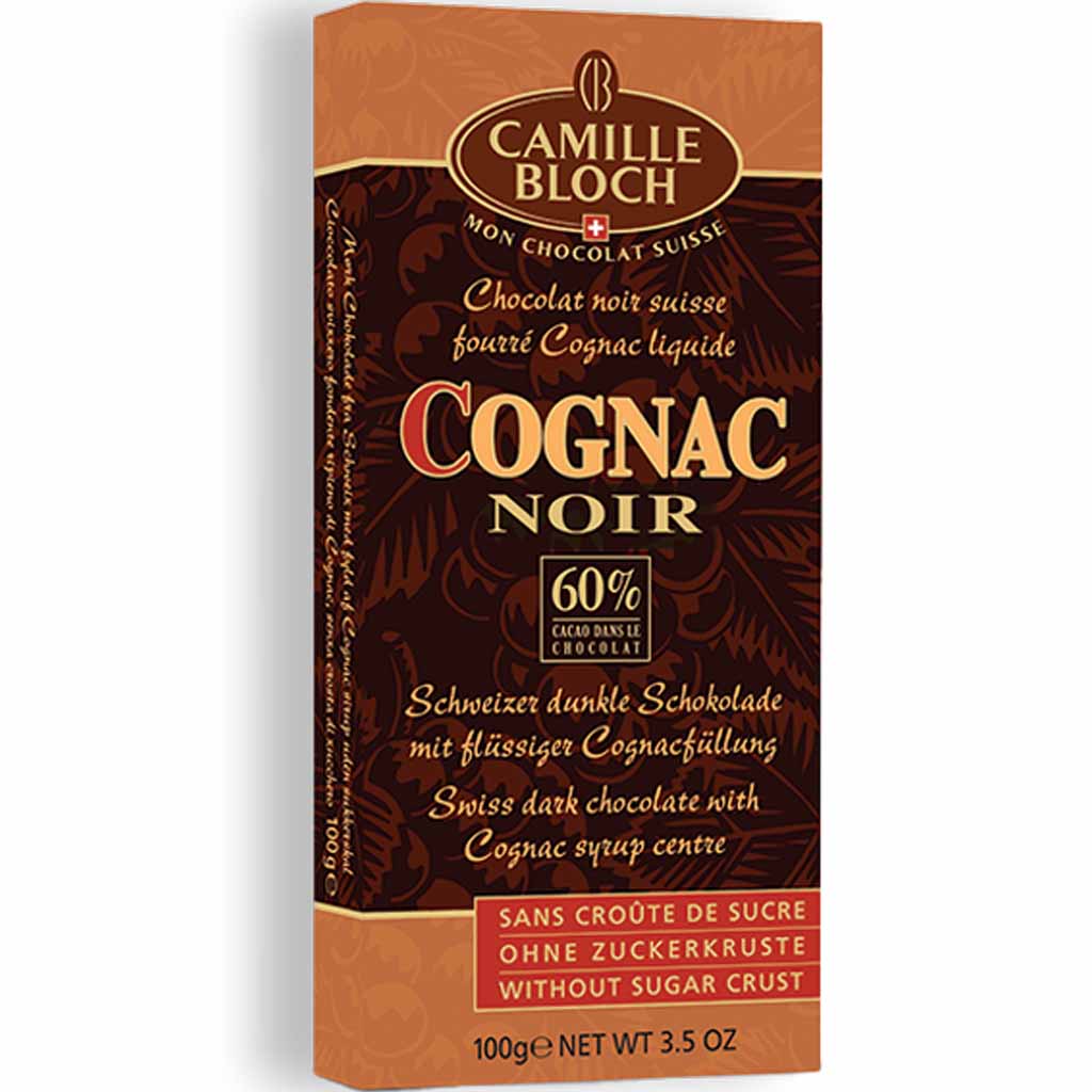 Camille Bloch Tafelschokolade Schweizer dunkle Schokolade mit Cognac 100g MHD:31.12.23