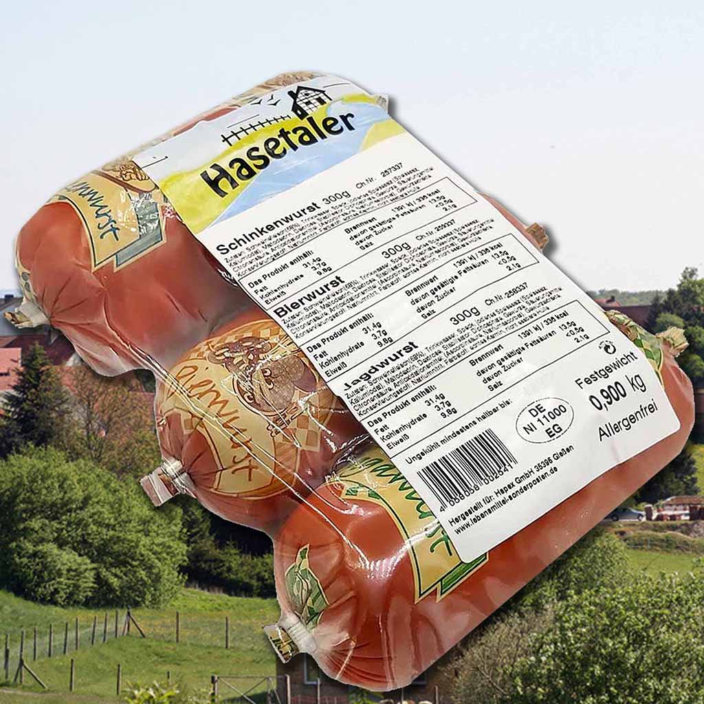 Hasetaler Wurstsortiment 3x300g=900g