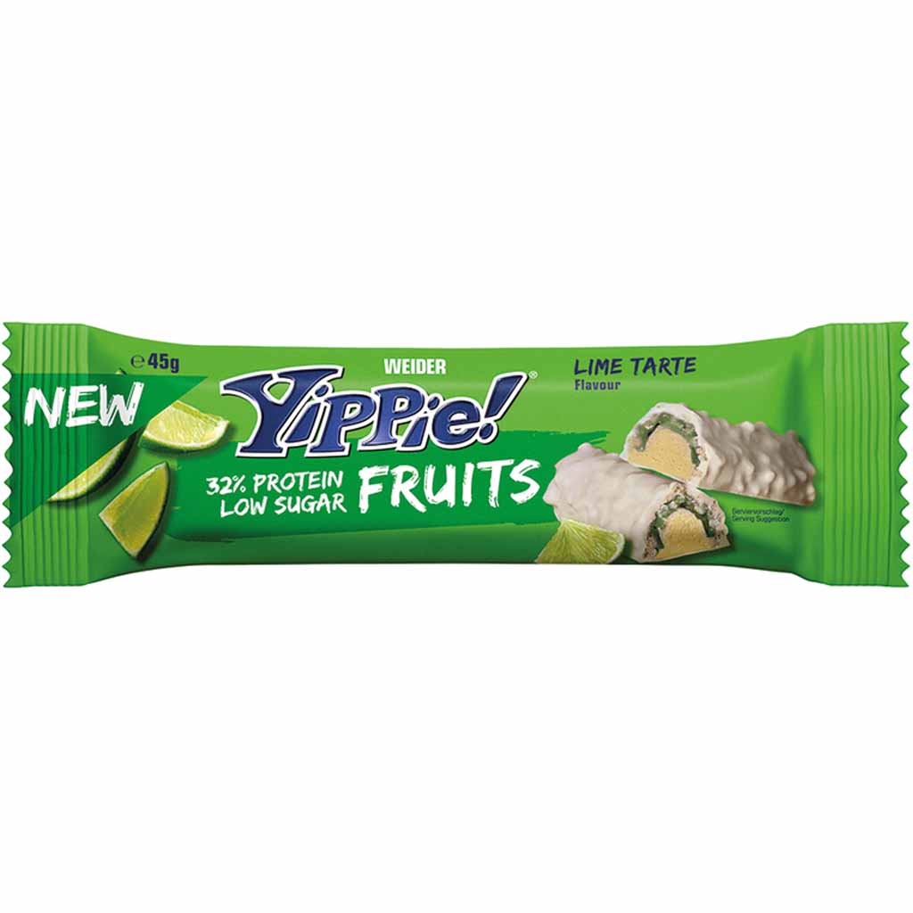 12x Yippie! Protein Riegel Fruits Lime Tarte á 45g=540g MHD:30.9.23