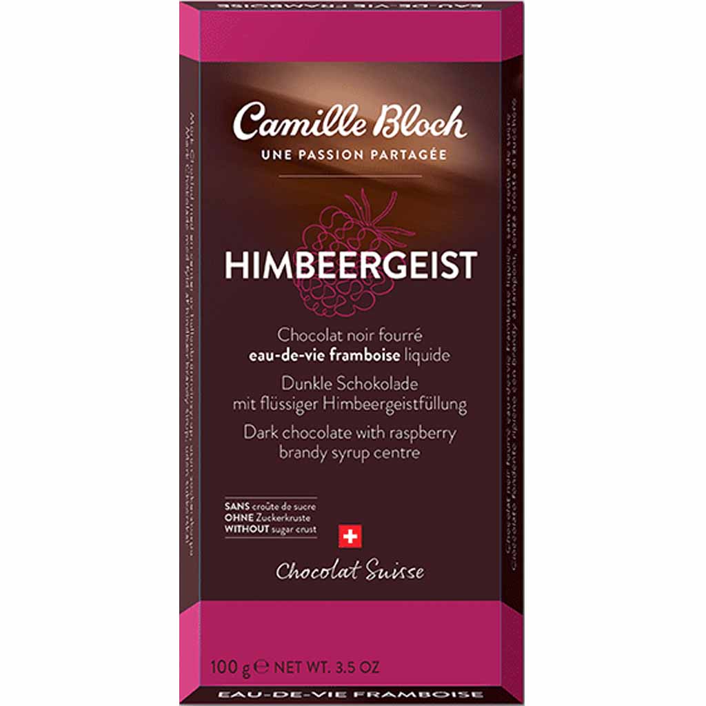 Camille Bloch Tafelschokolade Schweizer dunkle Schokolade mit Himbeergeistfüllung 100g MHD:30.10.24