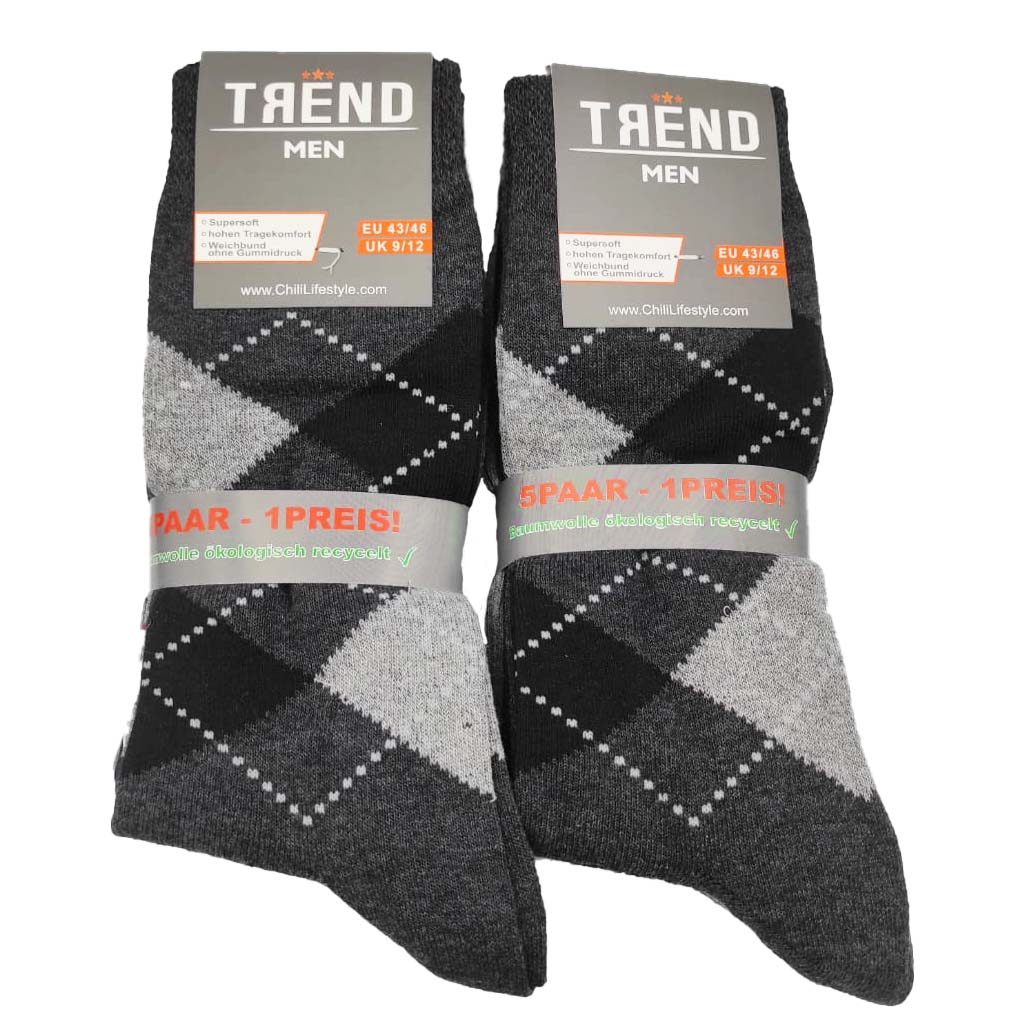 5 Paar Trend Herrensocken Karo 43-46