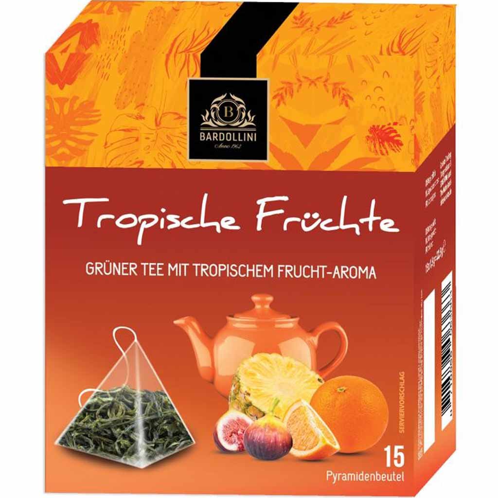 Bardollini Grüner Tee mit tropischen Frucht-Aroma 15 Tassen 22,5g MHD:28.2.26