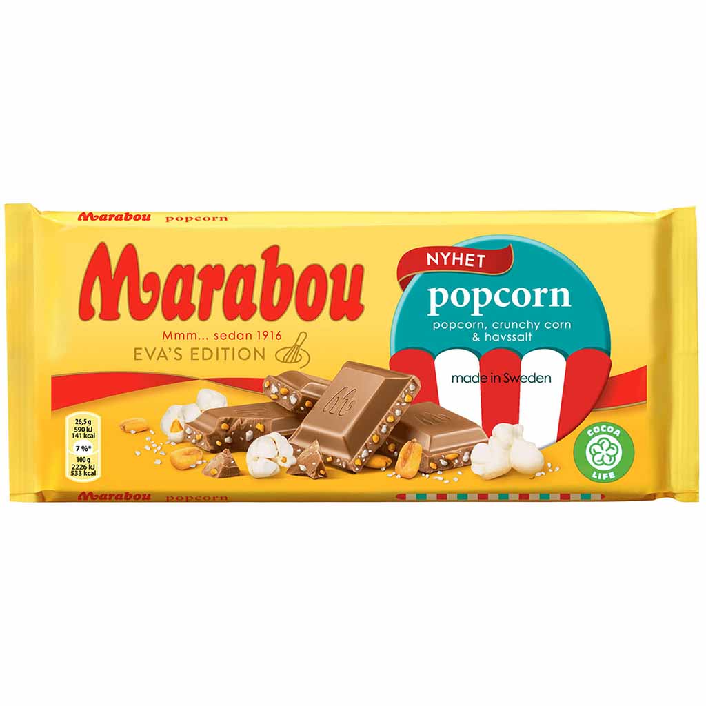 Marabou Tafelschokolade Popcorn 185g MHD:28.2.22