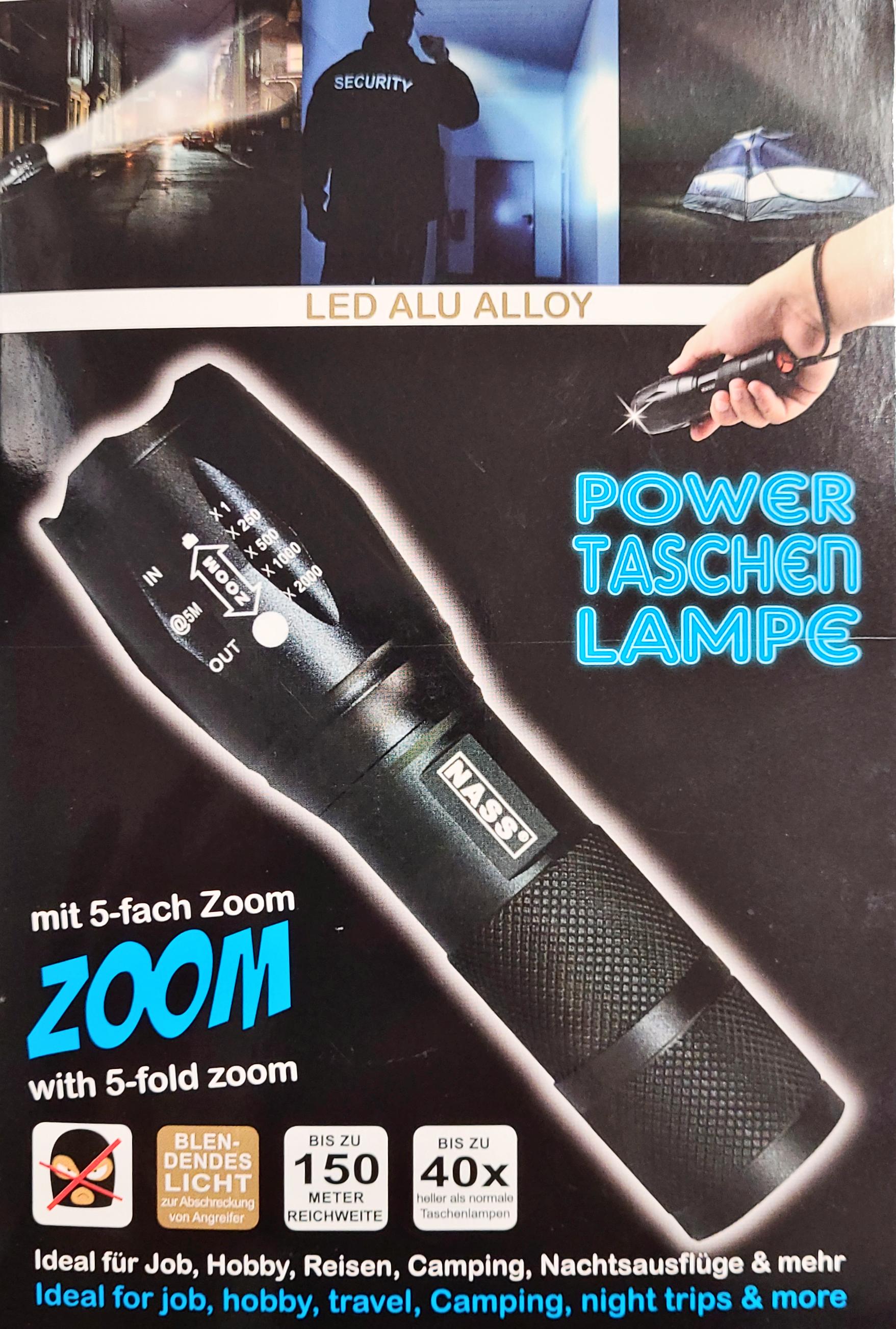 Power Taschenlampe mit 5fach Zoom