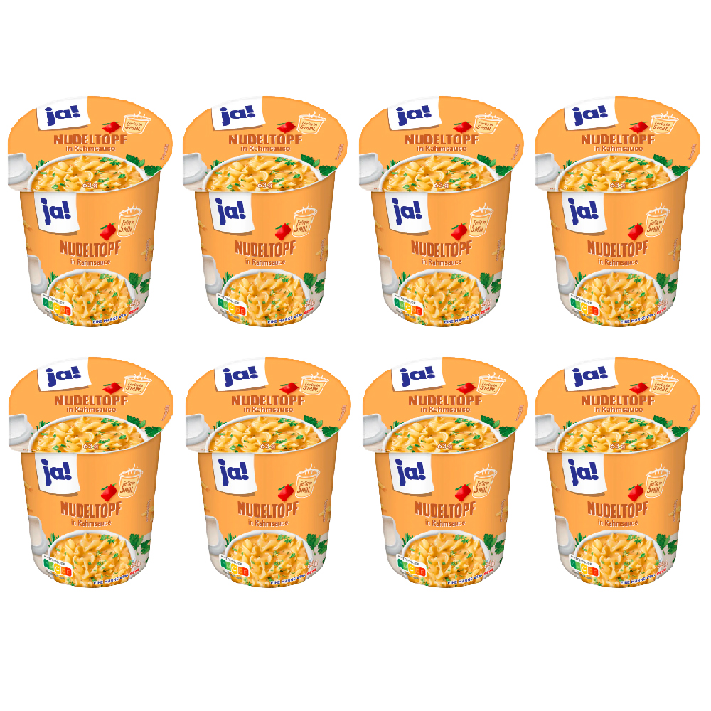 ja! Nudeltopf in Rahmsauce 8x 63g Becher MHD:30.4.25