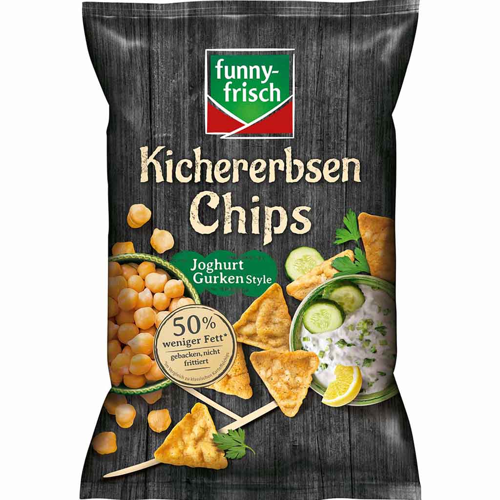 funny frisch Kichererbsen Chips Joghurt Gurken Style 80g MHD:25.12.23
