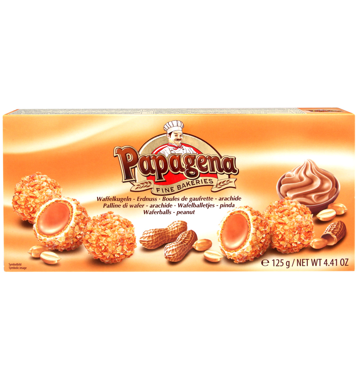 Papagena Waffelkugeln mit Erdnuss 125g MHD:29.4.25