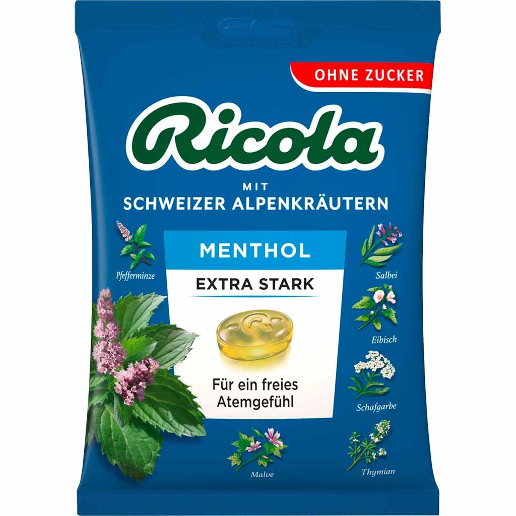 Ricola Menthol extra Stark ohne Zucker 75g MHD:31.7.25