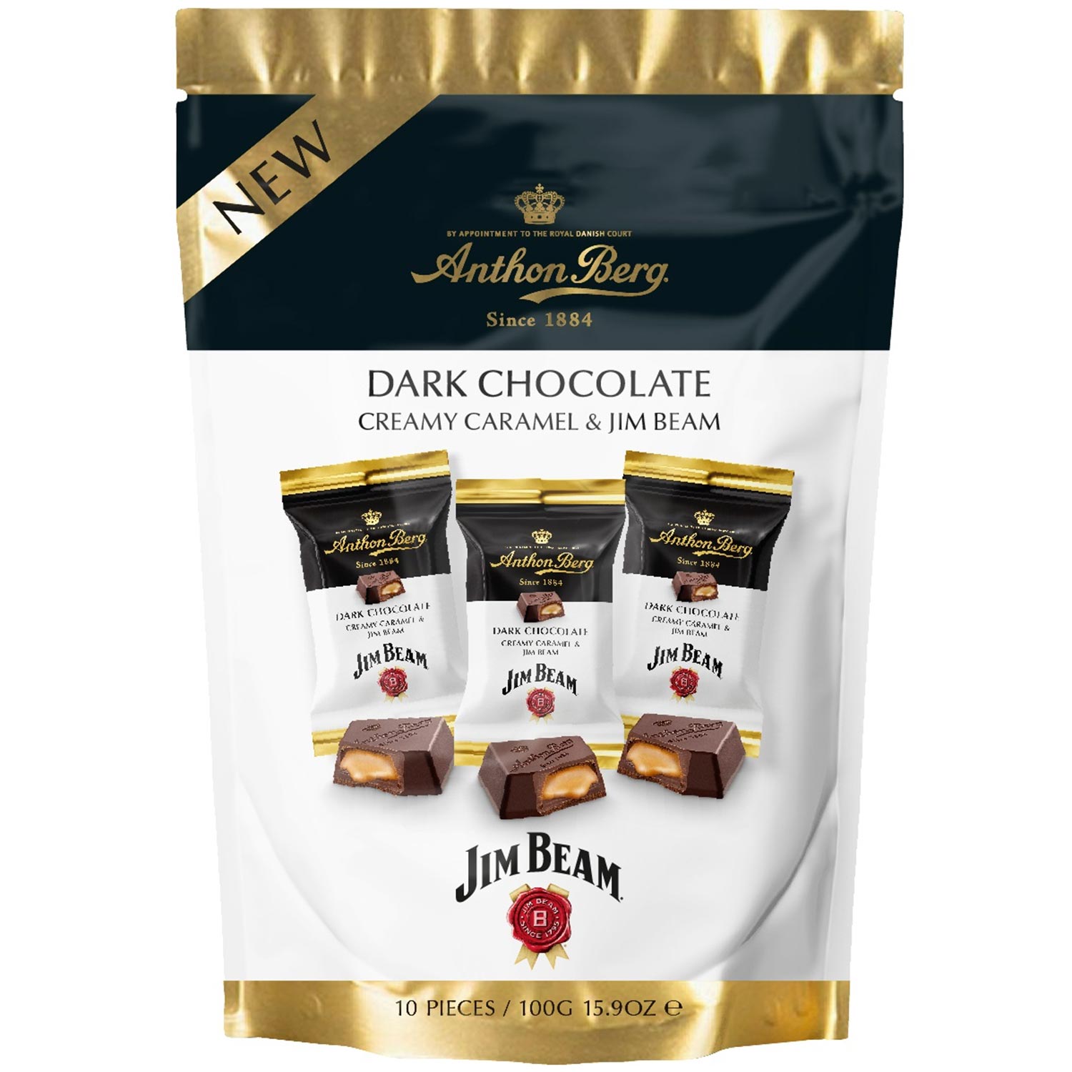 Anthon Berg Dark Chocolate Jim Beam Minis 100g MHD:24.1.23