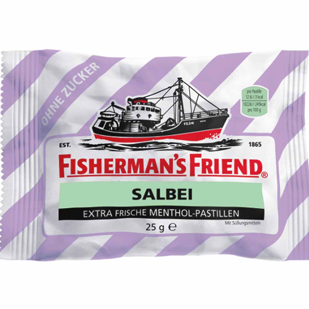 24x Fishermans Friend SALBEI ohne Zucker á 25g=600g MHD:30.12.20