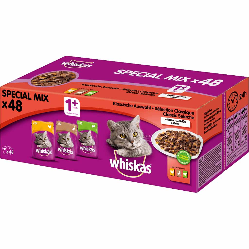 Whiskas 1+ in Gelee Special Mix 48x100g=4,8kg MHD:30.8.24