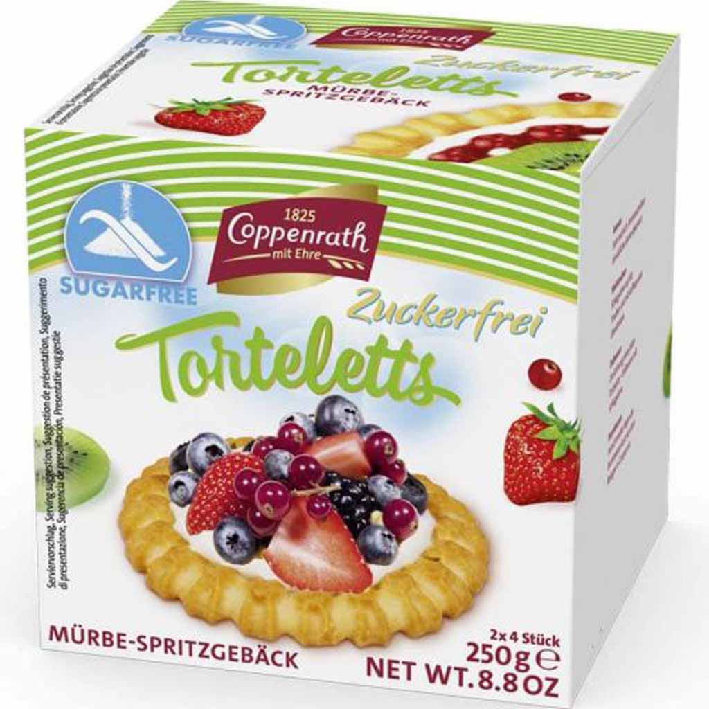 Coppenrath Zuckerfrei Mürbe Spritzgebäck-Torteletts 250g MHD:11.4.25