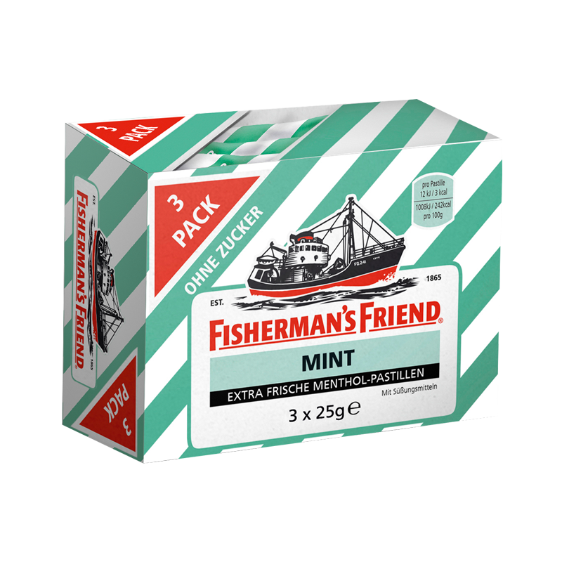 Fishermans Friend Mint ohne Zucker 3er Pack 3x 25g MHD:30.12.23