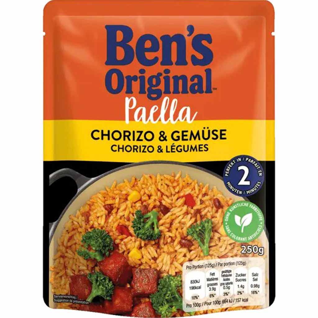 6x Bens Original Express Paella Chorizo & Gemüse á 250g=1,5kg MHD:14.6.22