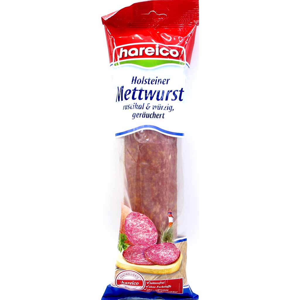 Hareico Holsteiner Mettwurst rustikal & würzig geräuchert 500g MHD:8.6.24