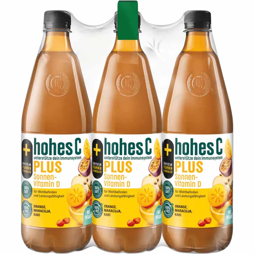 6x Hohes C Plus Orange Maracuja Kaki PET á 1L=6L MHD:28.1.23