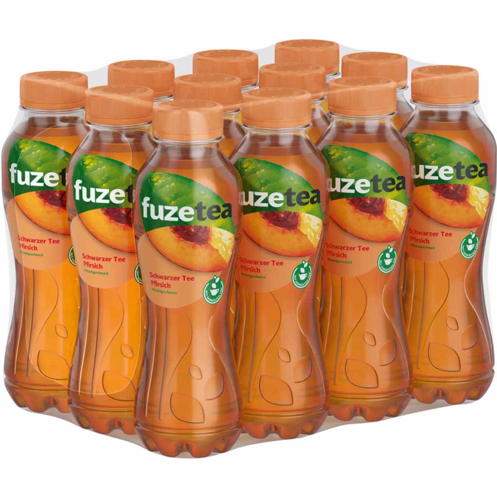 12x Fuze Tea Schwarzer Tee Pfirsich PET á 400ml=4,8L MHD:31.7.25