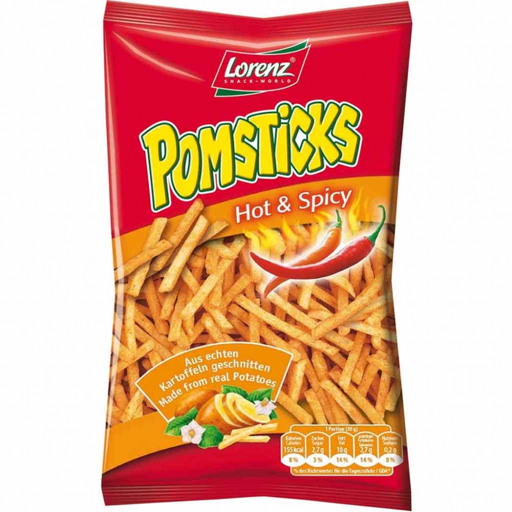 12x Lorenz Pomsticks Hot & Spicy á 100g=1200g MHD:1.2.24