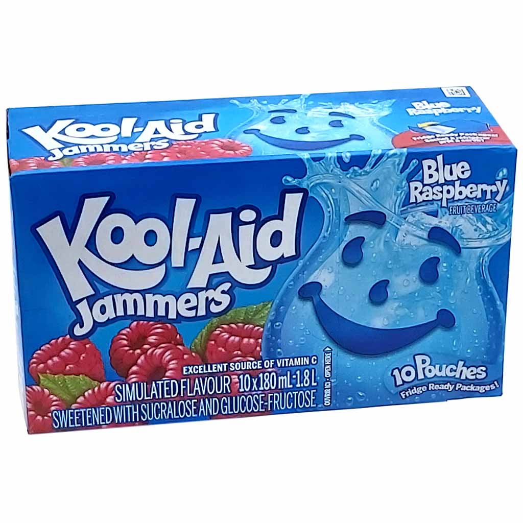 10x Kool-Aid Jammers Blue Raspberry 10 Tüten mit je 180ml = 1,8L, 066188070907