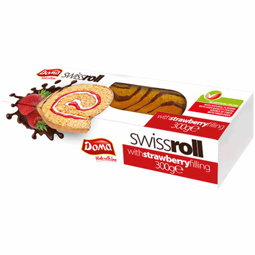 Swiss Roll Kuchenrolle mit Erdbeercreme 300g MHD:20.8.22