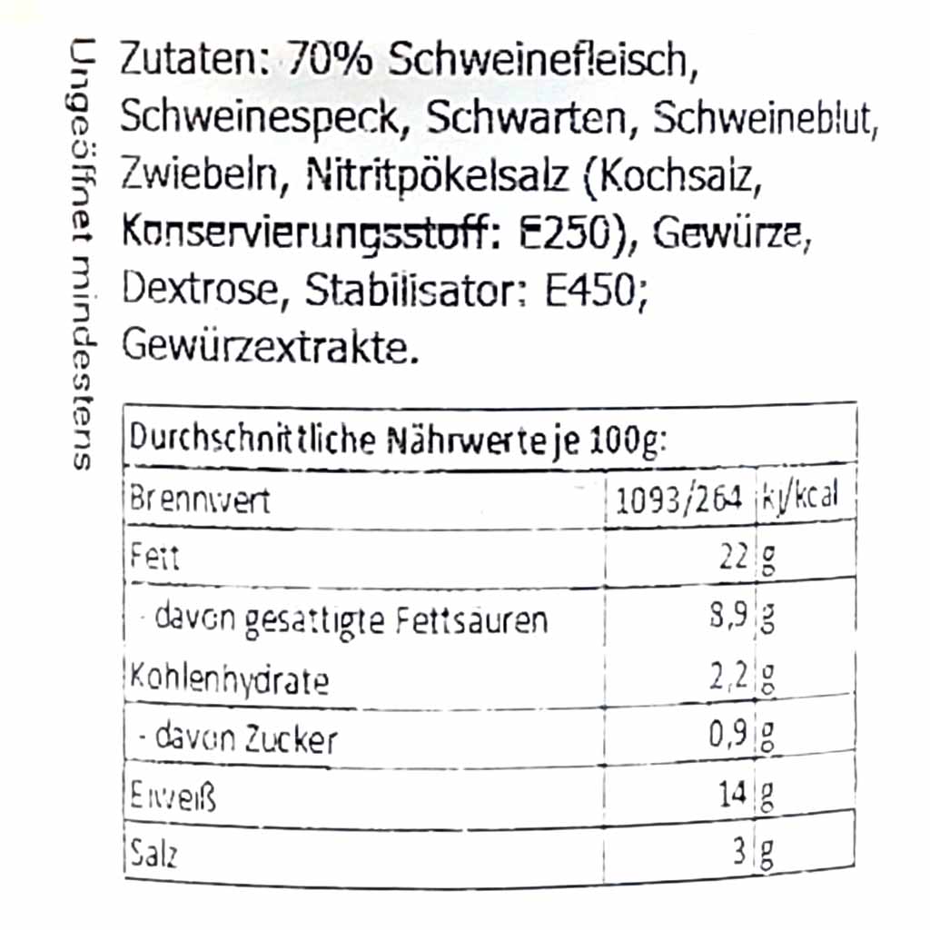 Grasmehr Hausmacher Schinkenrotwurst 200g