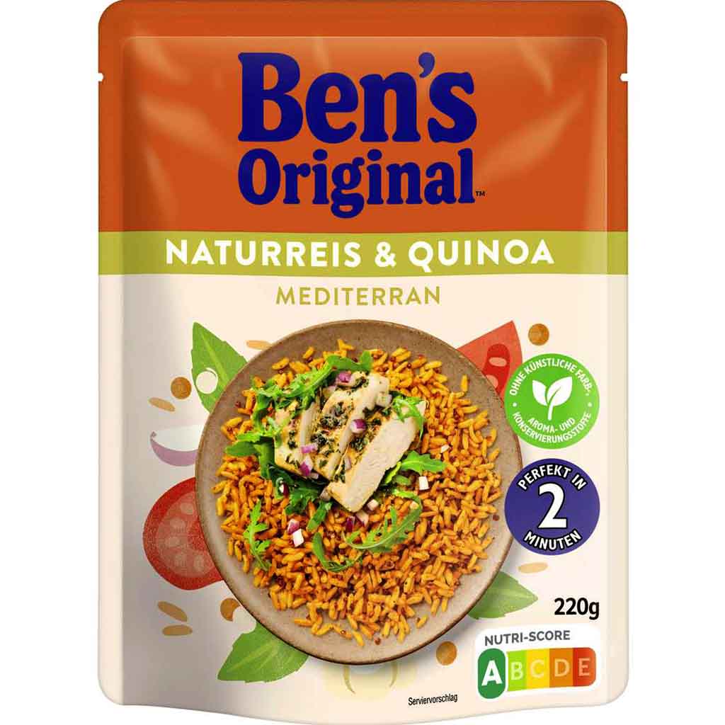 6x Bens Original Express Natur-Reis & Quinoa Mediterran á 220g=1320g MHD:6.4.24