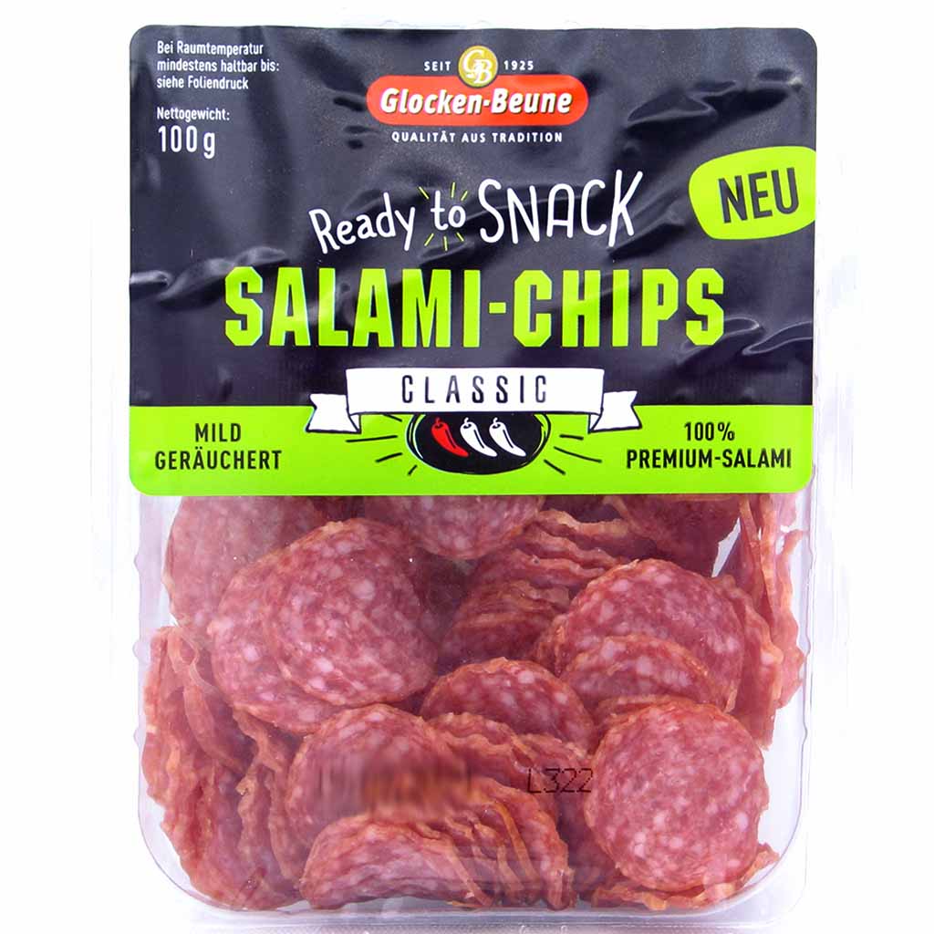 Glocken-Beune Salami-Chips Classic mild geräuchert 100g MHD:10.10.24