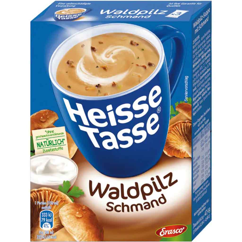 12x Erasco Heisse Tasse Waldpilz Schmand á 47,4g=568,8g MHD:28.7.25