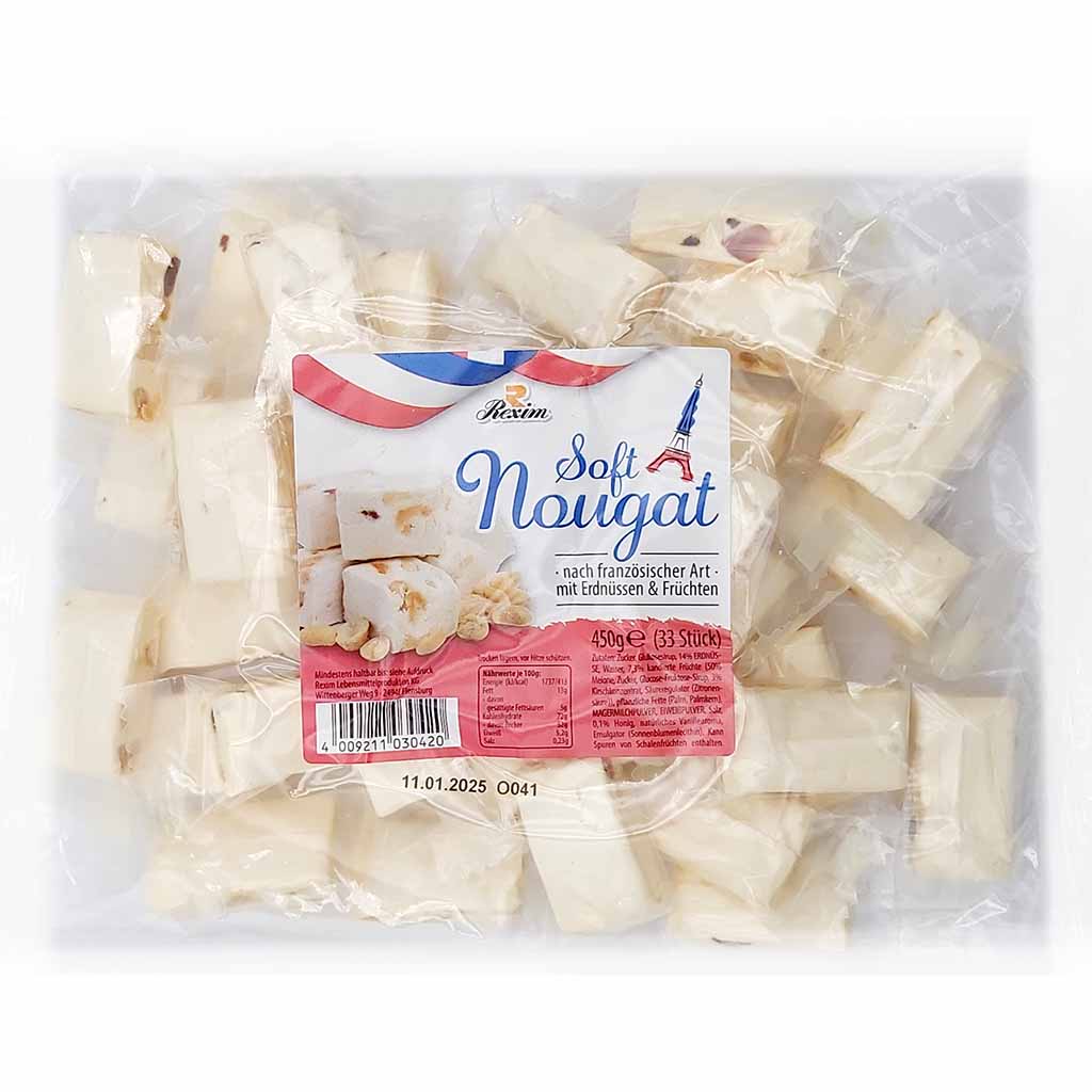 Rexim Soft Nougat mit Erdnüssen und Früchten 450g GTIN 4009211030420