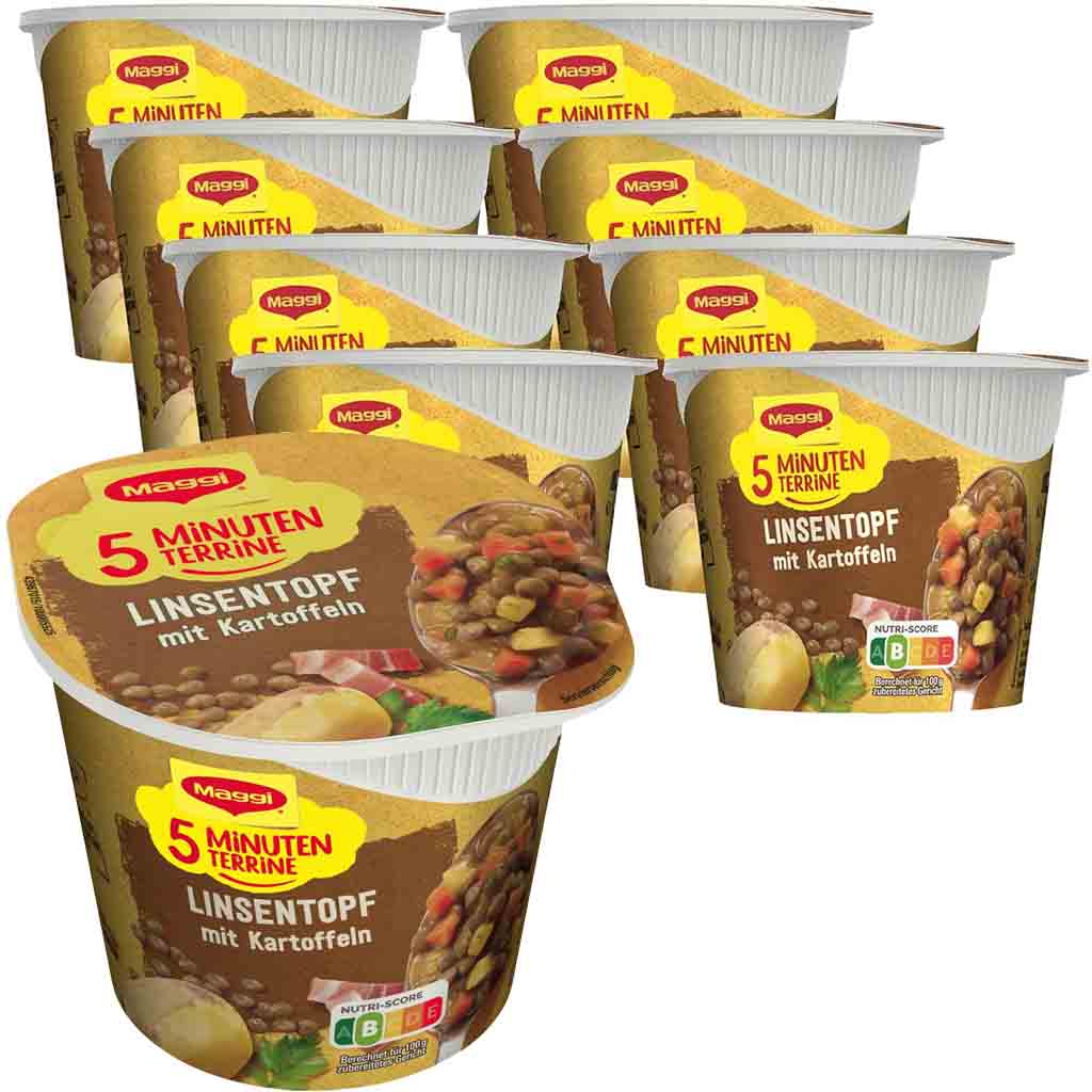 8x Maggi 5 Minuten Terrine Linsentopf mit Kartoffeln á 49g=392g MHD:28.2.25