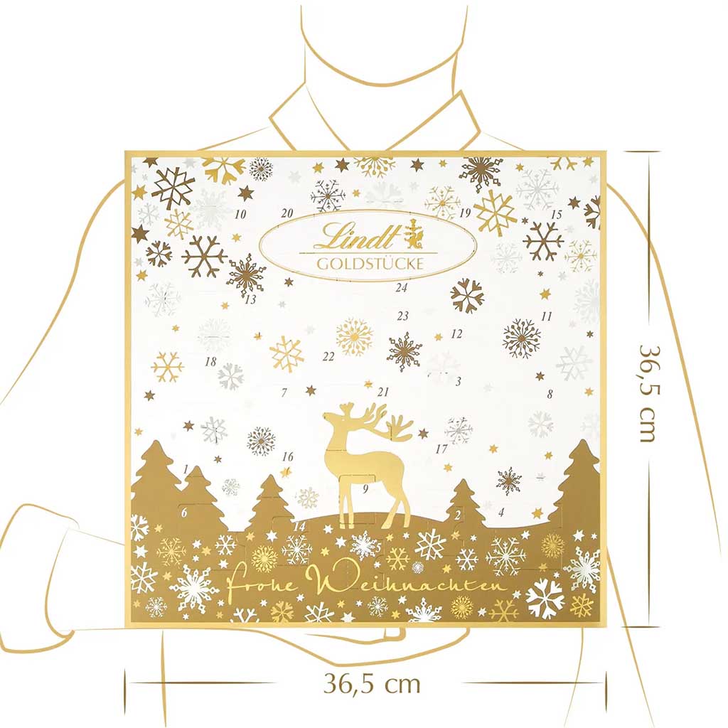 Lindt Adventskalender Goldstücke 156g  36,5cm x 36,5 cm