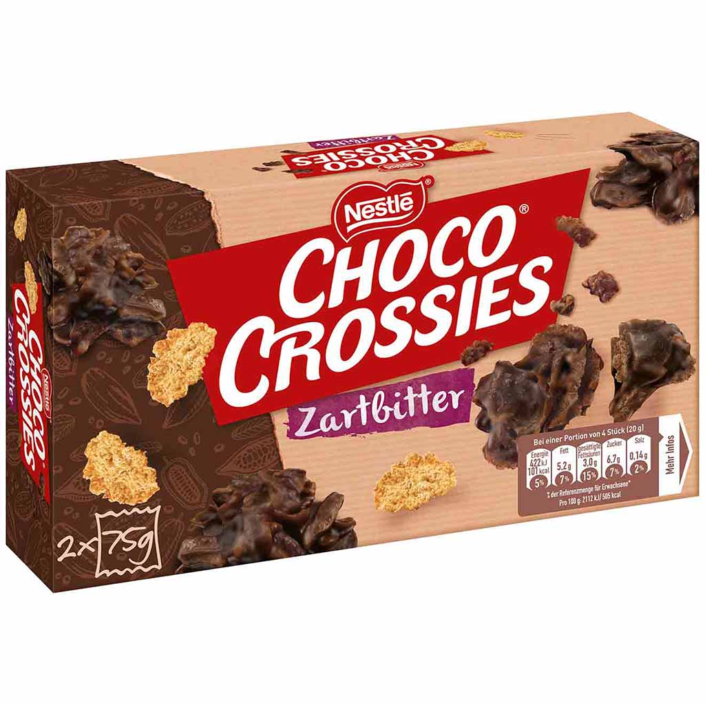 Nestle Choco CROSSIES Zartbitter  150g MHD:30.6.24