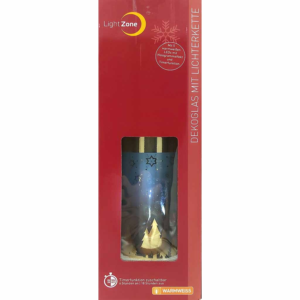 Deko Glas mit Lichterkette mit Batterien