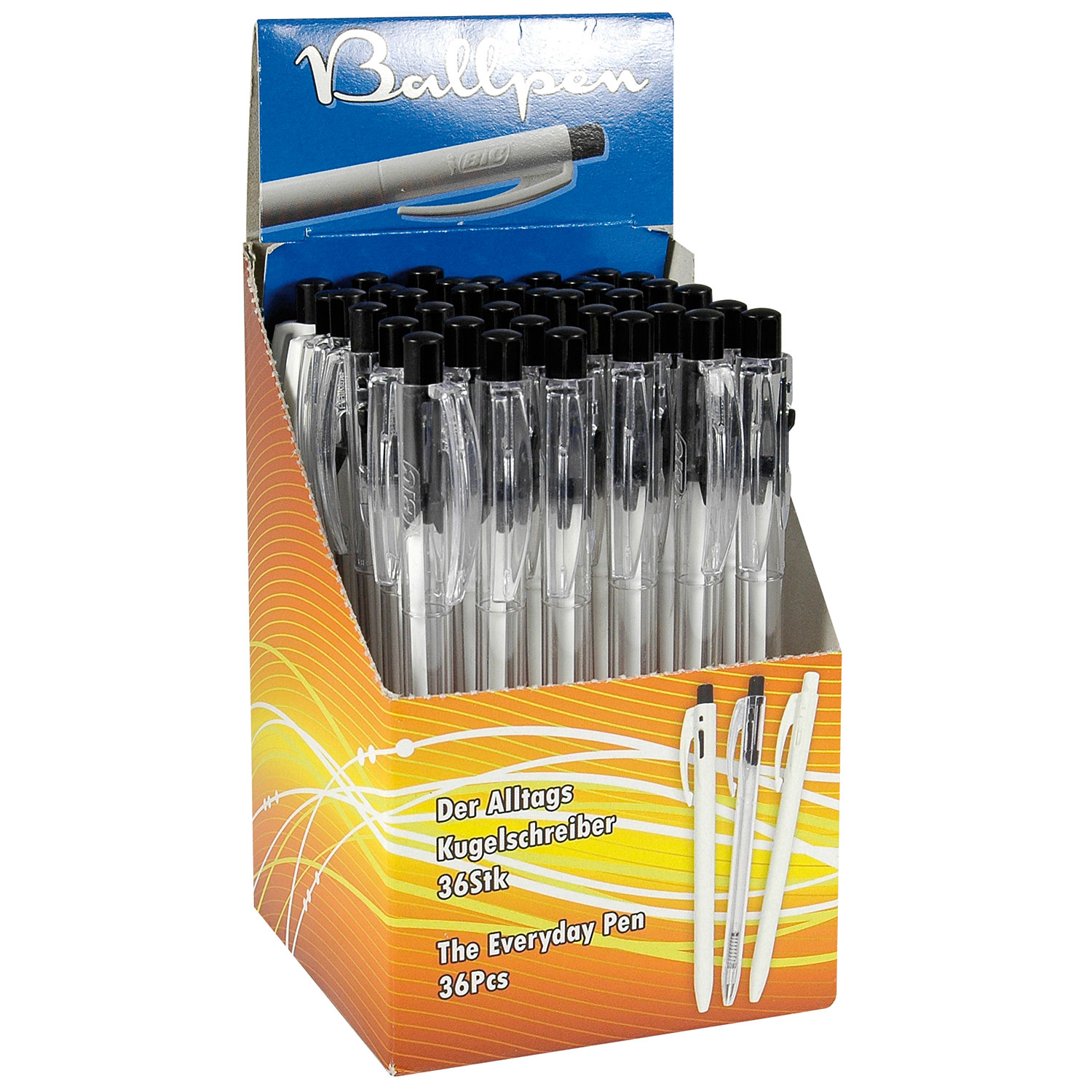 36 Ballpen Alltags Kugelschreiber Transparent / Weiss