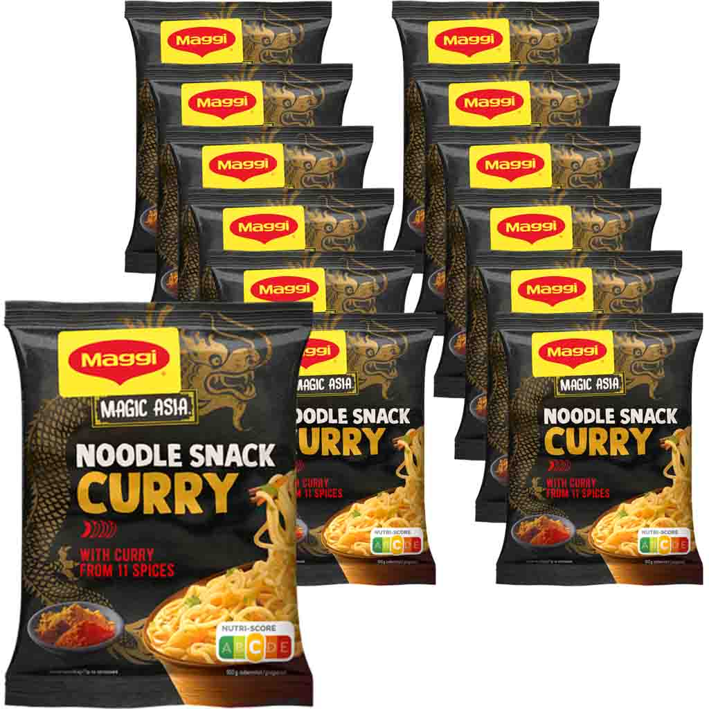 12x Maggi Magic Asia Nudel Snack Curry á 62g=744g MHD:30.10.22