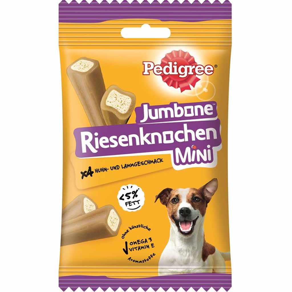Pedigree Jumbone Riesenknochen Mini Huhn & Lamm 4er Pack 160g MHD:29.4.23