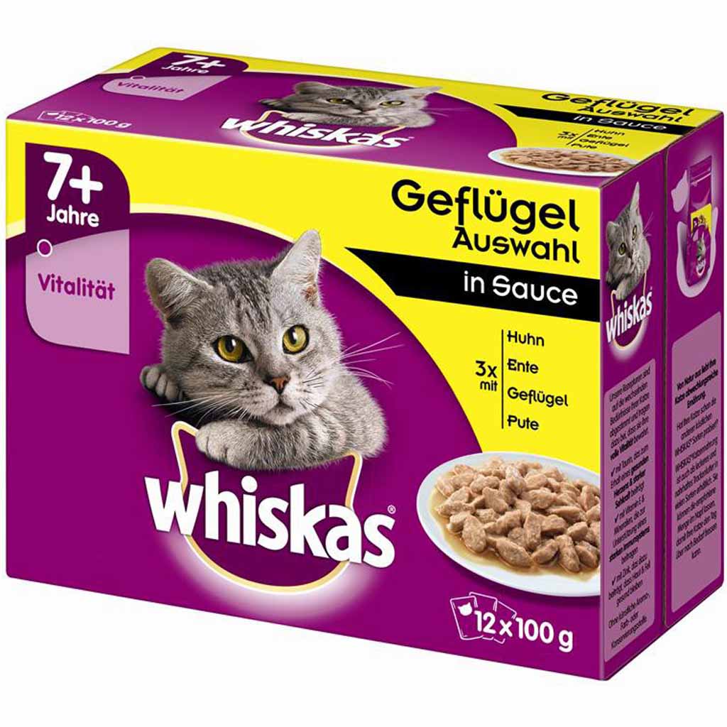 Whiskas Senior 7+ in Sauce Geflügel Auswahl 12x85g=1,02kg MHD:30.10.24