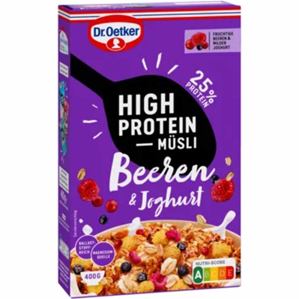Dr.Oetker High Protein Müsli Beeren & Joghurt 400g MHD:30.12.25