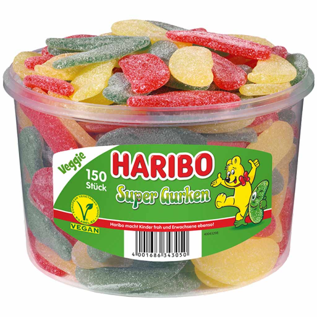 Haribo Super Gurken 150er 1350g MHD:30.8.25