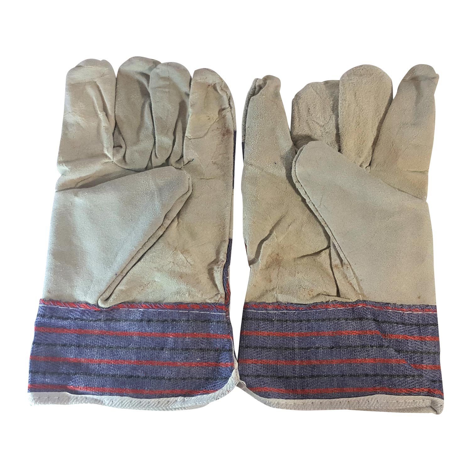 Arbeitshandschuhe aus Spaltleder grau/blau