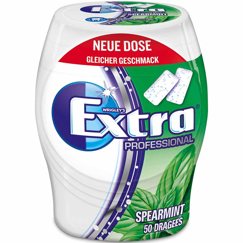 Wrigleys Extra Professional Spearmint 50er Kaugummi Dose MHD:8.5.24